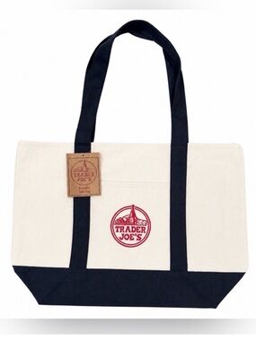 Trader Joe's Canvas Tote Bag in Cream and Black